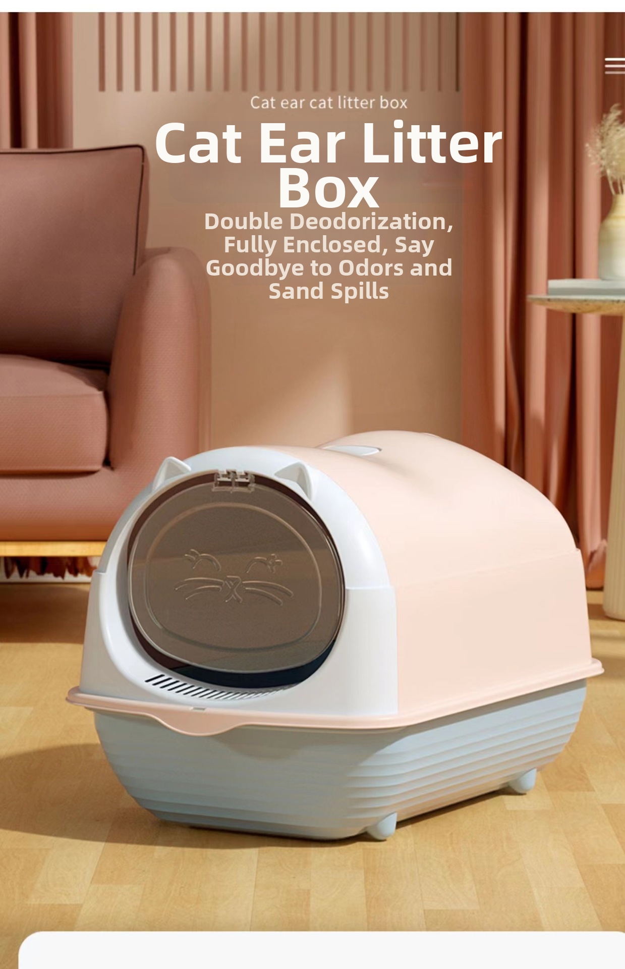 Modular Cat Litter Box Fully Enclosed With Flip Top For Pets_voghion.com
