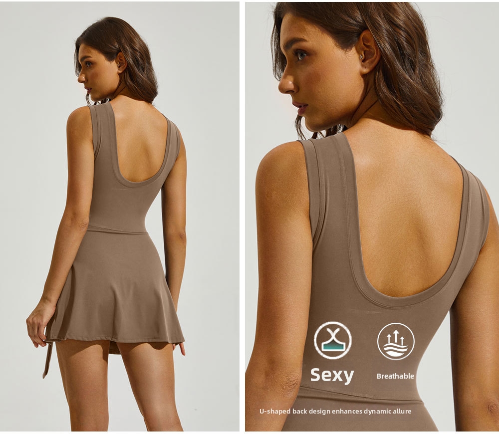 Women's Clothing Women's Summer Sports Short Skirt Breathable Anti-Exposure Tennis Dress Outdoor Fitness Badminton Skirt With Beautiful Back_ecoleips.com