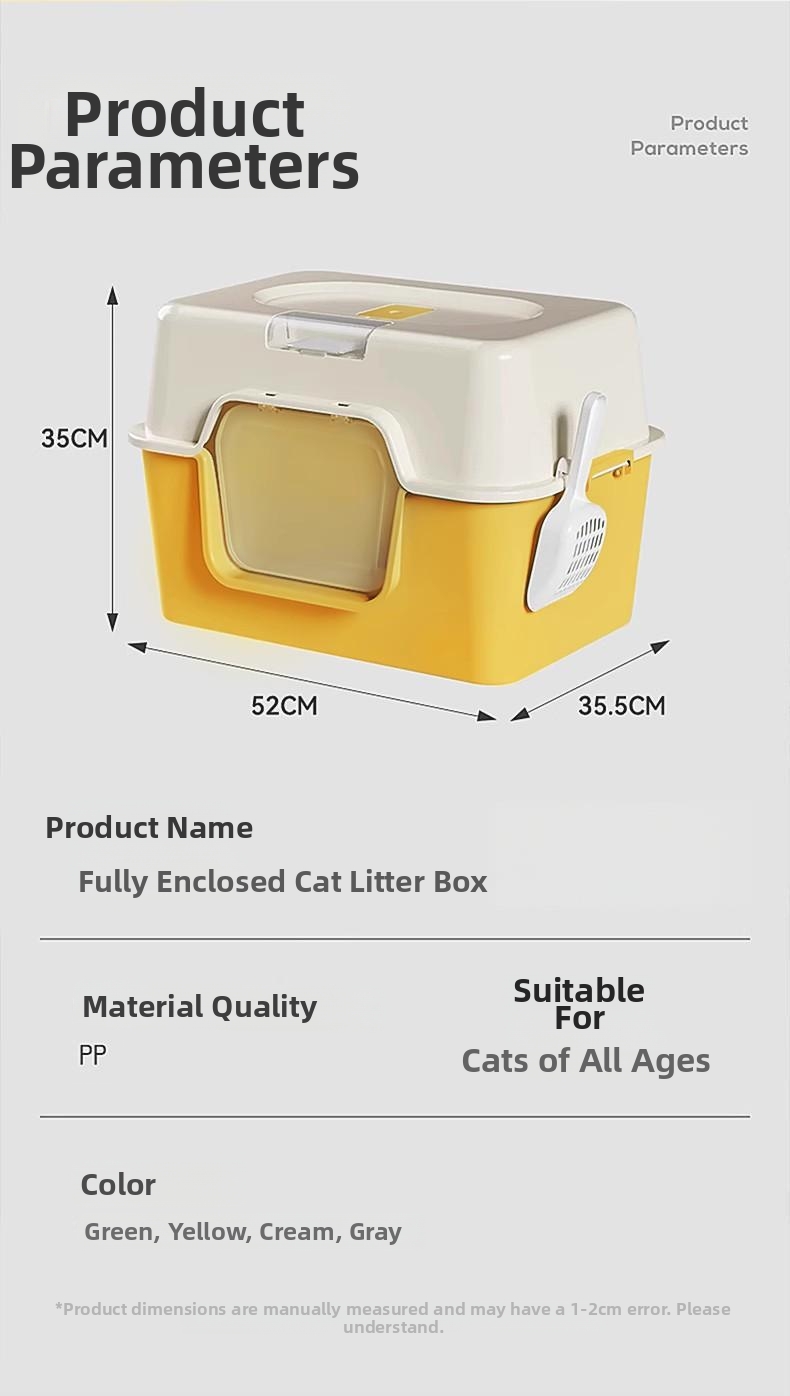 Large Enclosed Cat Litter Box With Splash And Odor Protection_voghion.com