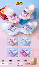 新款外穿炫酷闪光厚底防滑发光洞洞鞋卡通紫色库洛米时尚包头拖鞋