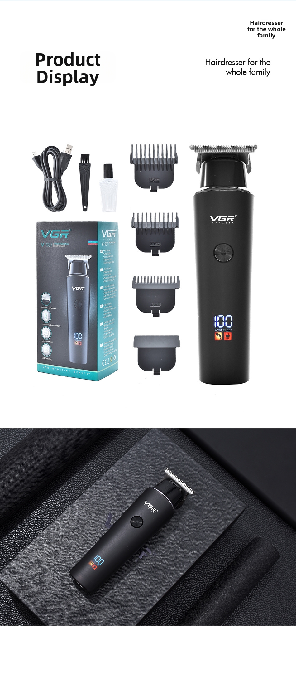Electric Hair Clipper Salon Quality Professional Hair Trimmer_voghion.com