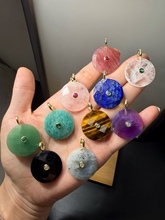 跨境爆款平安扣挂件18k金镶嵌天然石天然A货吊坠