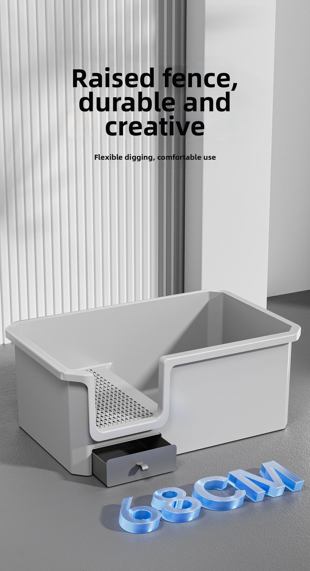 Grooss Halvoppene Katzentoilette Mit Hohem Rand Fir Haustiere_voghion.com