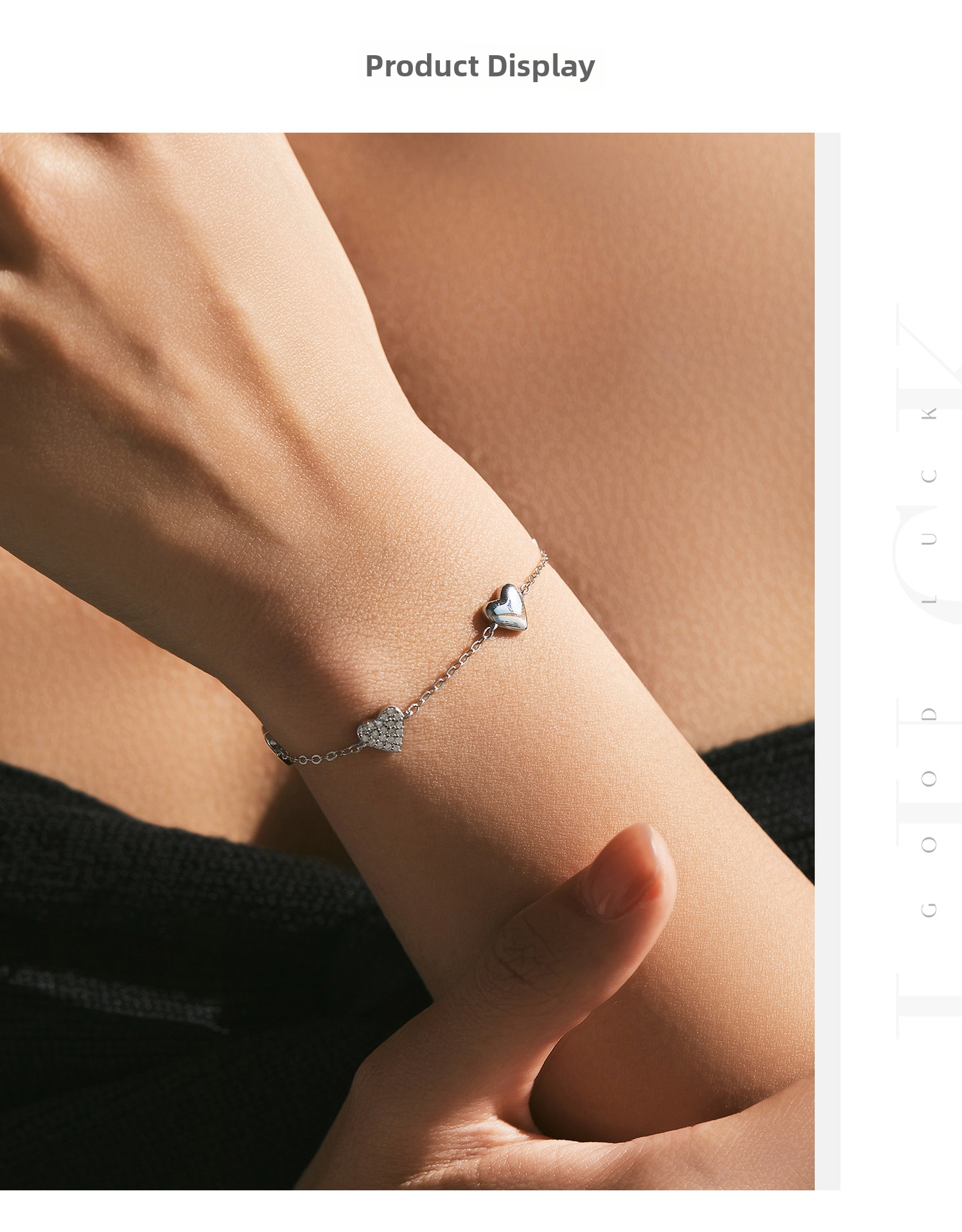 Bracciale a cuore in argento sterling per donna gioiello 925_voghion.com