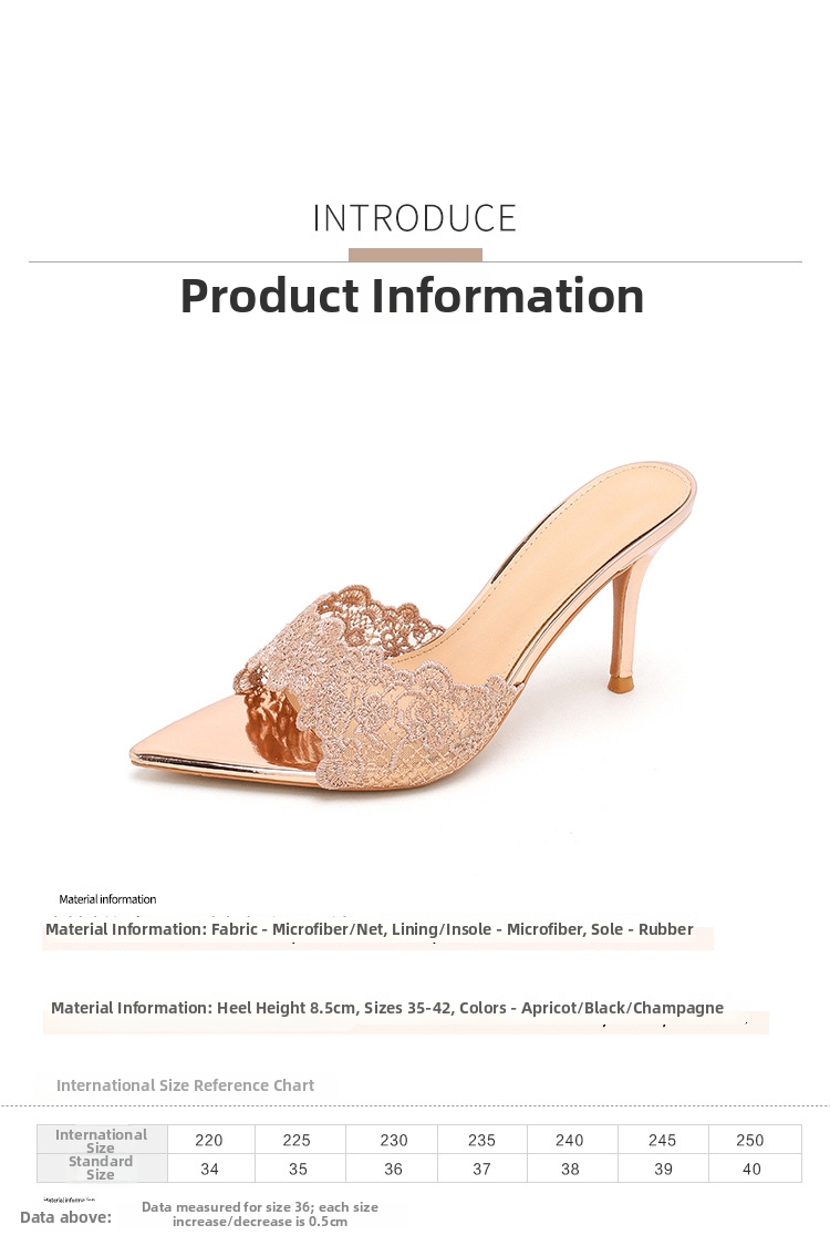 Elegant Women's Lace Stiletto Heel Sandals Pointed Toe Pumps_voghion.com