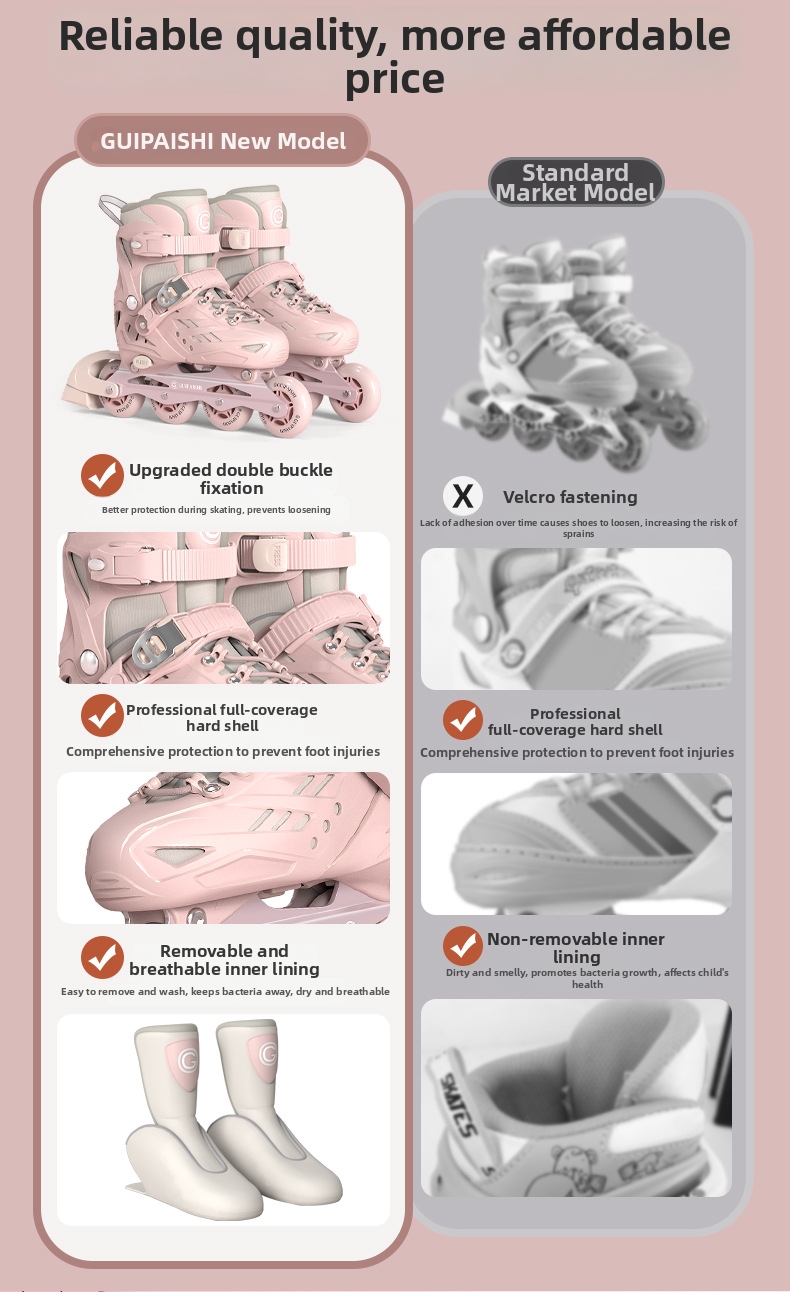Verstellbare Rollschuhe Für Anfänger Mädchen Von 3 Bis 12 Jahren_voghion.com