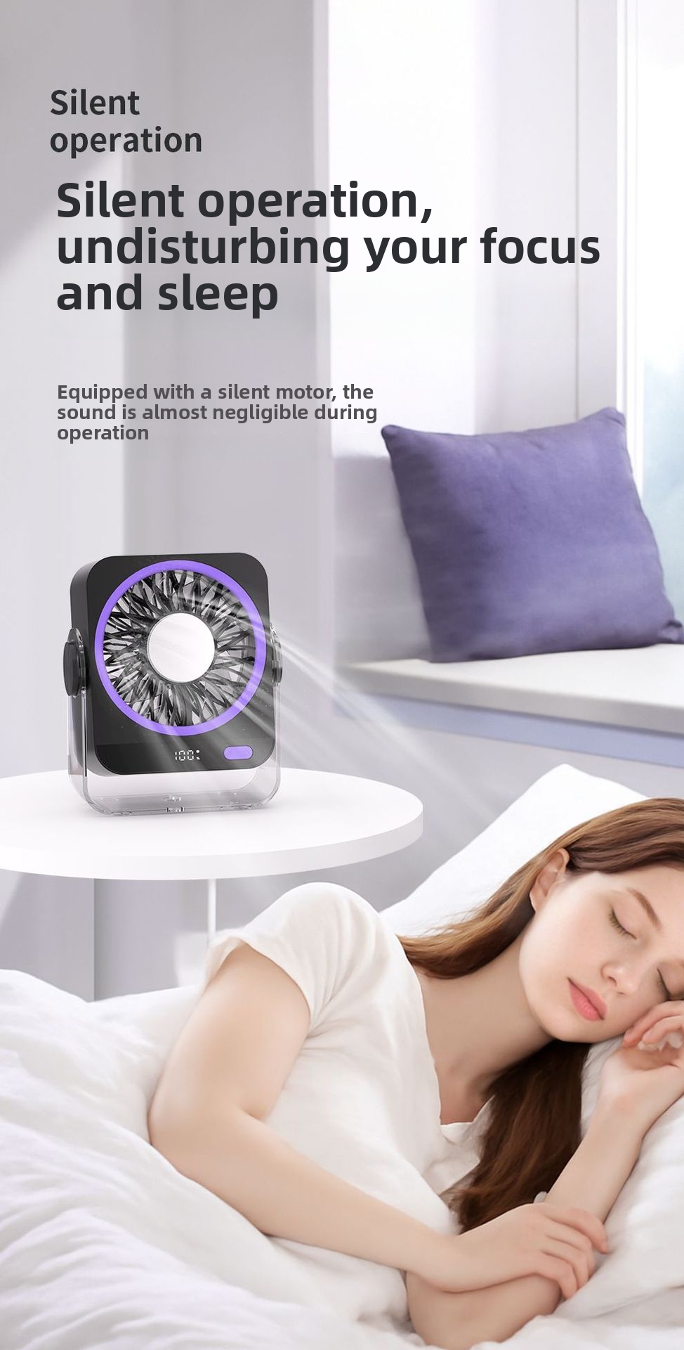 Desktop Portable Fan Usb Rechargeable With Digital Display_voghion.com