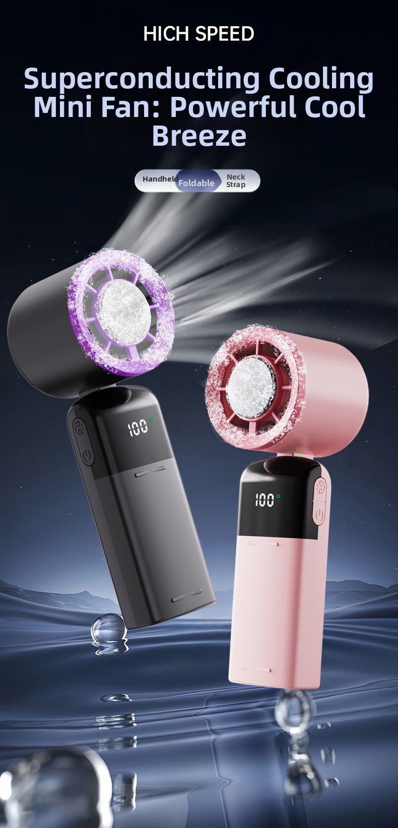 Handheld Cooling Fan Portable Turbo Mini Fan With 199 Speeds_voghion.com