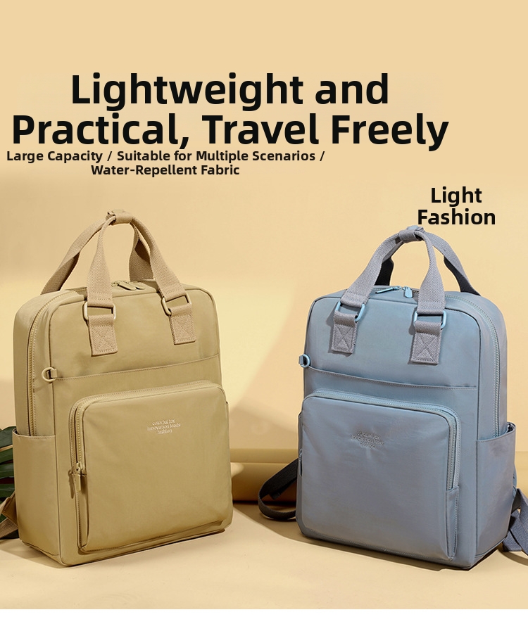 Zaino da donna colorato in nylon resistente all'acqua con logo stampato, versatile, ideale per l'istruzione, l'ufficio e la scuola._voghion.com