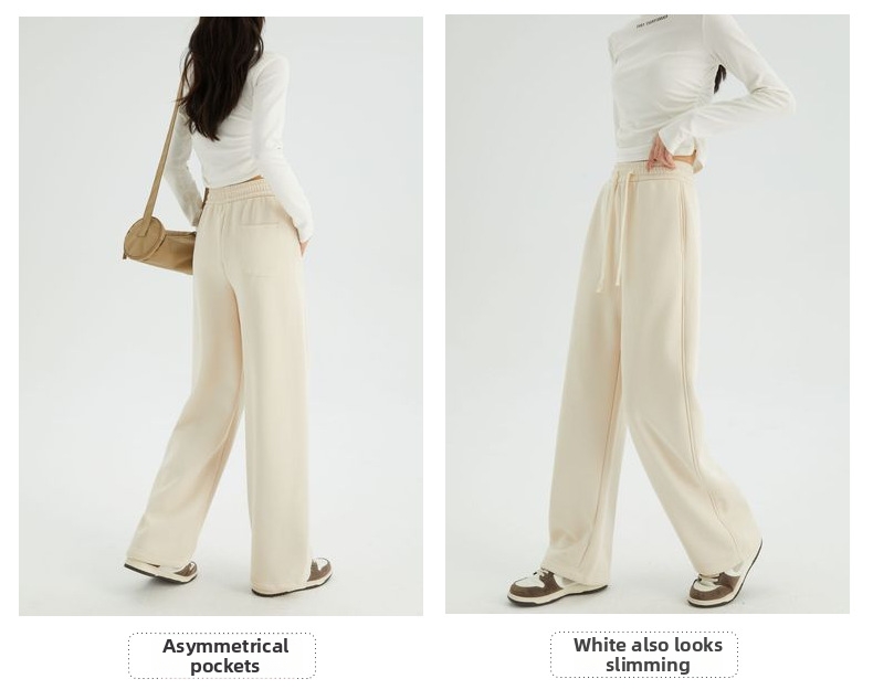Women's Winter Thickened Warm Loose Fit Wide Leg Pants Curved Banana Straight Casual Long Bottoms_ecoleips.com