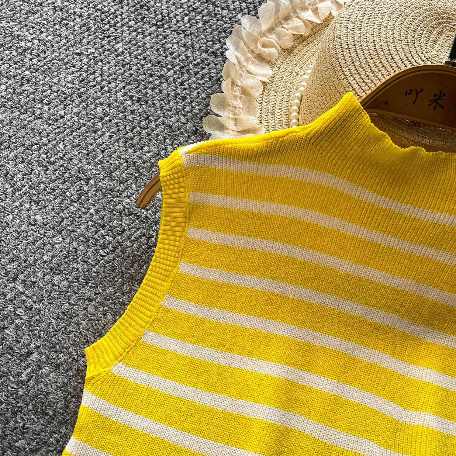 Damen Gestreifter Strickpullover Ärmellos Für Den Sommer_voghion.com