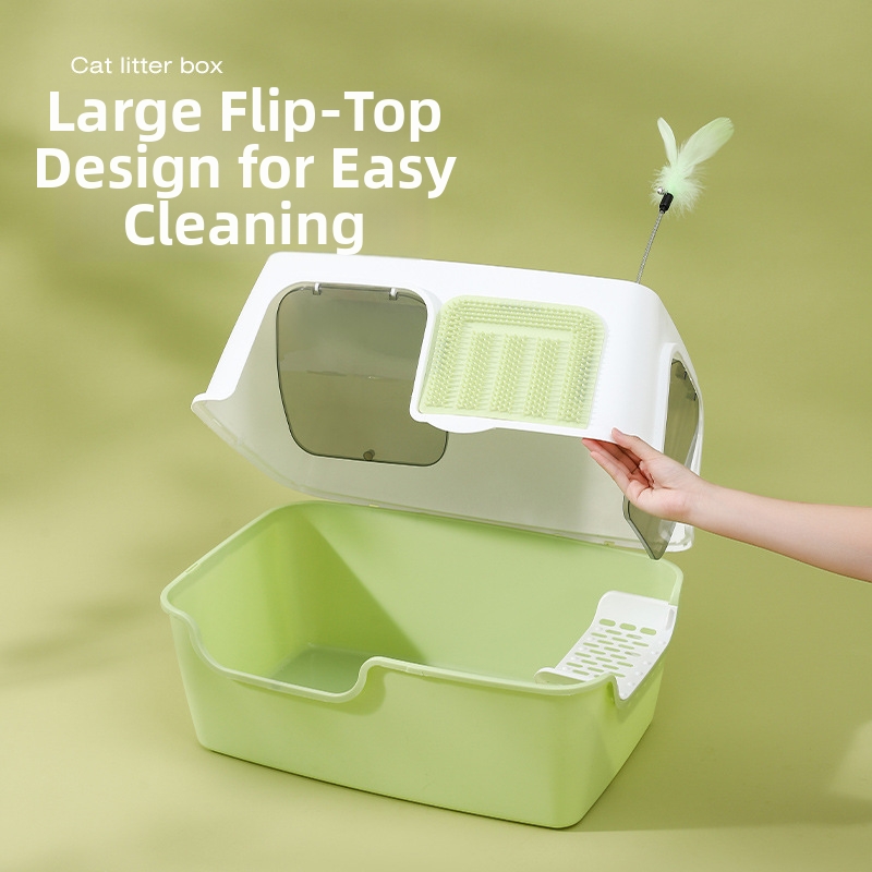 Extra Large Mega Cat Litter Box Fully Enclosed Splash Proof Odor Resistant Sterilizing_voghion.com