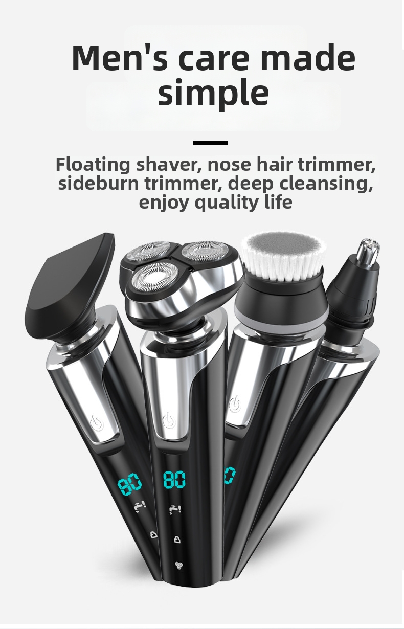 Electric Shaver With Digital Display Usb Rechargeable Beard Trimmer_voghion.com