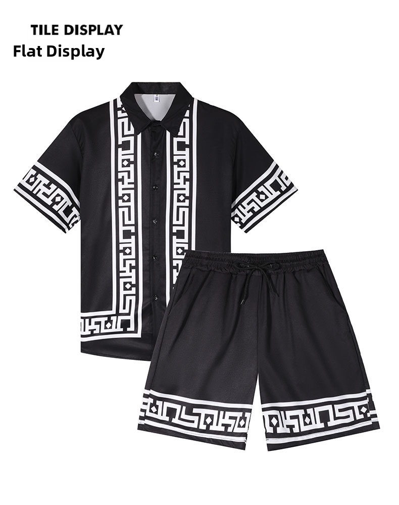 Men's Short Sleeve Shirt And Shorts Set, Breathable Linen Blend Beach Outfit, Summer Casual Lounge Set_viptrois.com