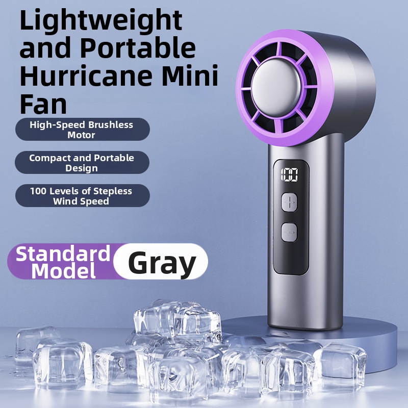 Tragbarer Handventilator mit USB-Aufladung, LED-Digitalanzeige, hoher Windleistung, 100 Geschwindigkeitsstufen, Turbinendesign_voghion.com