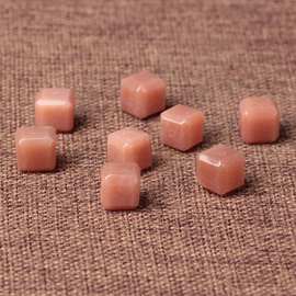 天然橙月光石金太阳石方糖块正方体形diy配件多宝手链吊坠提溜