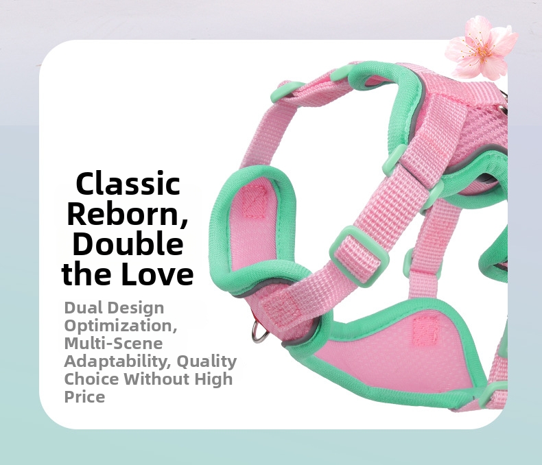 Reflective Breathable Pet Harness And Leash Set For Dogs And Cats_voghion.com