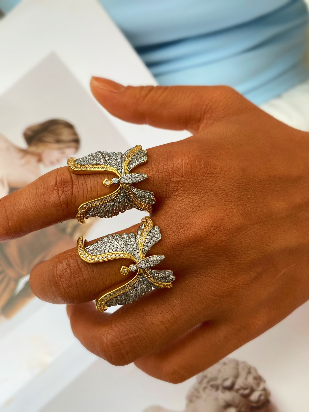 Holiday, Daily Occasion Wholesale Jewelry Elegant Glam Butterfly Copper Mixed Metal Plating Rings Bangle
