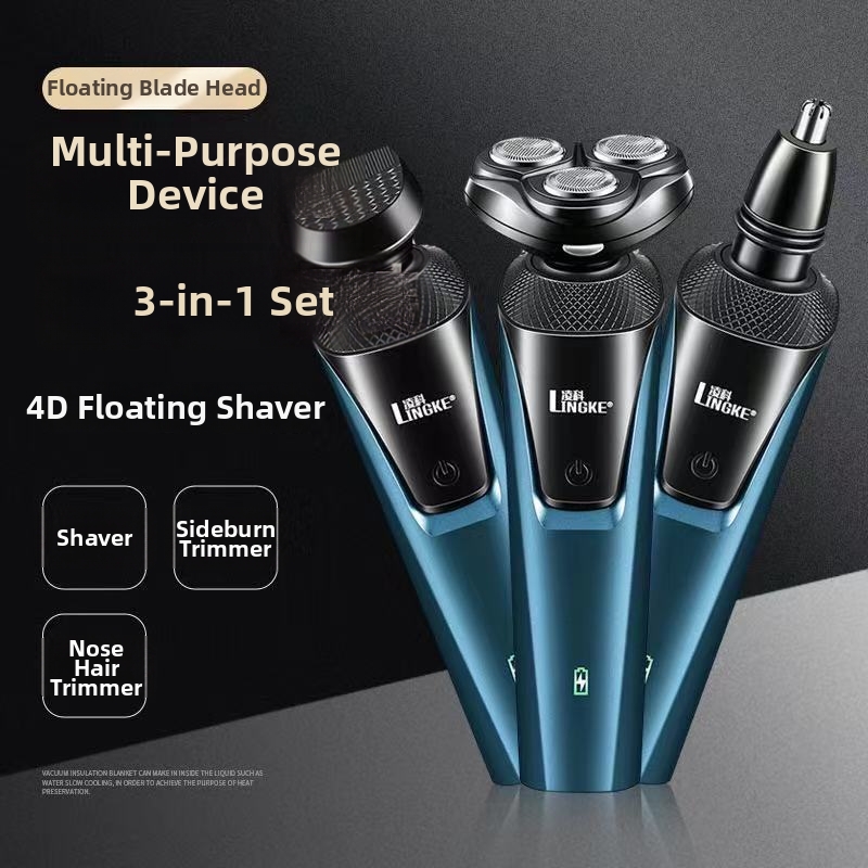 Afeitadora eléctrica barba 3-en-1 usb recargable lavable_voghion.com