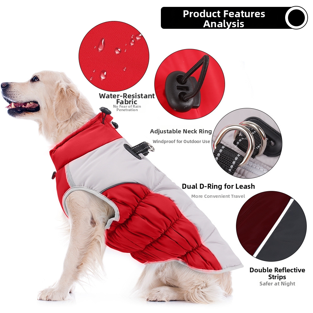 Warm Winter Dog Coat Reflective Cotton Puffer Jacket For Dogs_voghion.com