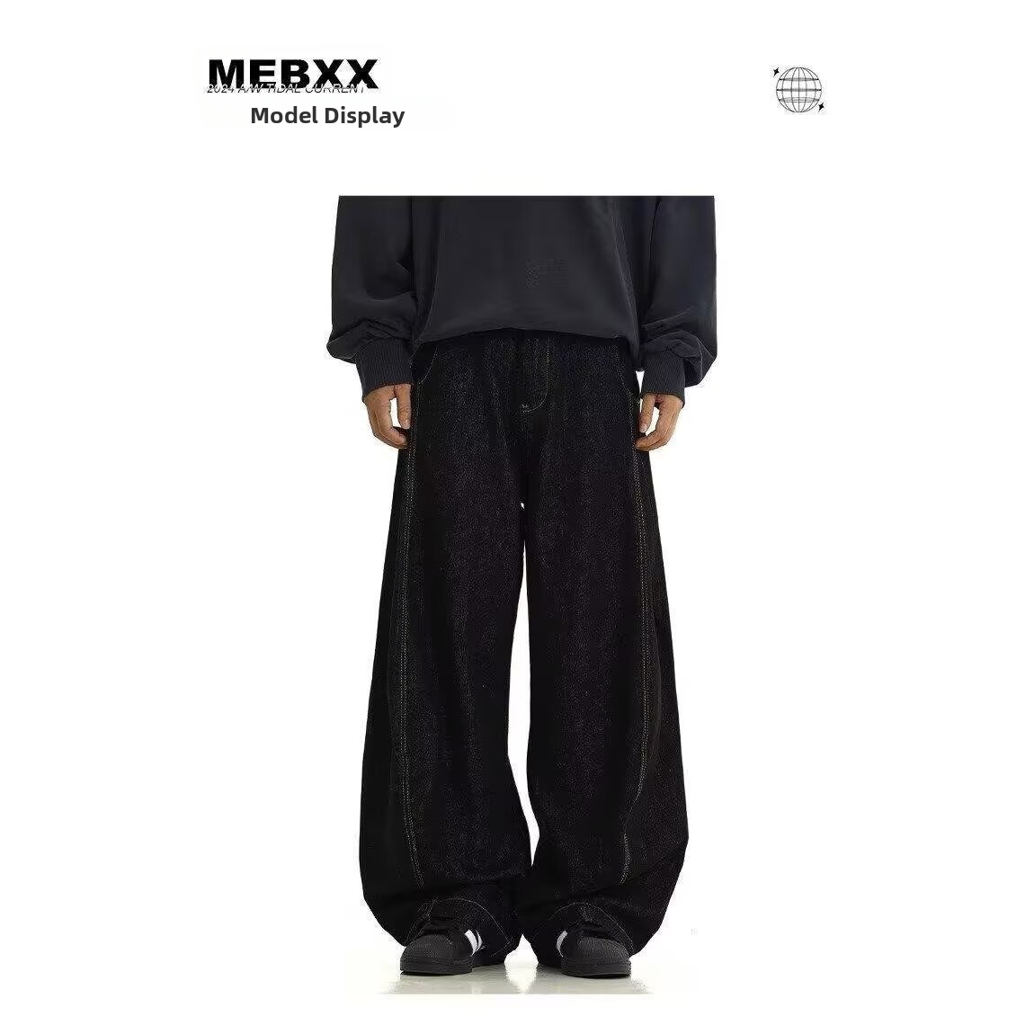 Men's Clothing Curved Jeans High Street Style Loose Straight Leg Trousers Men's And Women's Clean Fit Trendy Banana Shaped Wide Leg_mkmklike.com