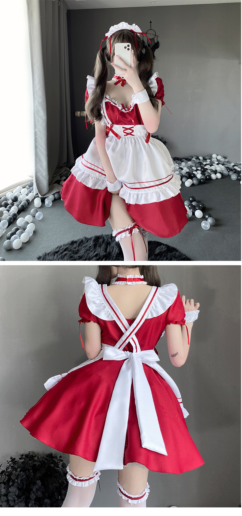 Halloween Cosplay Japanese Maid Outfit Cos Uniform Soft Girl Dress Cute Lolita Maid Lolita Apron Home Uniform_ecoleips.com
