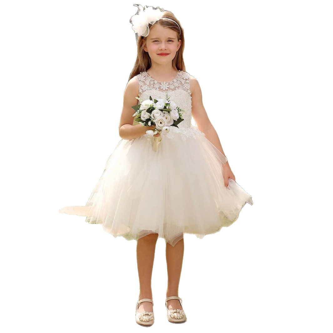 Kinderprinsessenjurk van tule, geschikt voor bloemenmeisjes, luxe trouwjurk, avondjurk voor gastvrouw, pianokostuum【Voorverkoop | Verzending binnen 15 dagen】_voghion.com