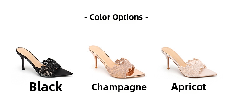 Elegant Women's Lace Stiletto Heel Sandals Pointed Toe Pumps_voghion.com