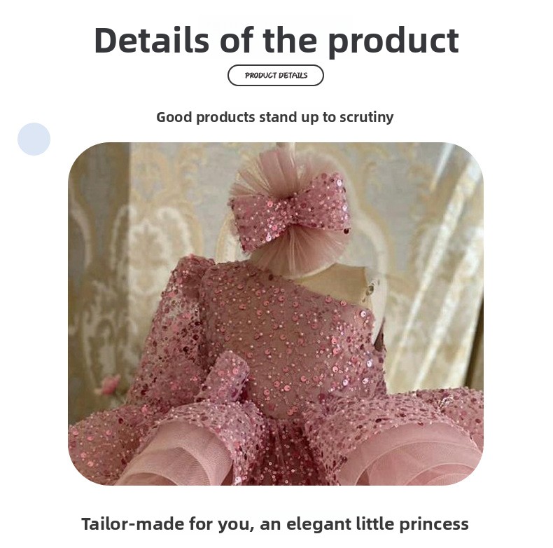 Pink Sequin Pageant Dress For Girls Tulle Puff Skirt Performance_voghion.com