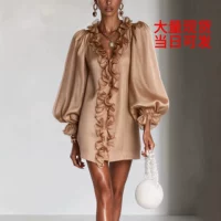 1688光泽感连衣裙批发_秋冬年会战袍