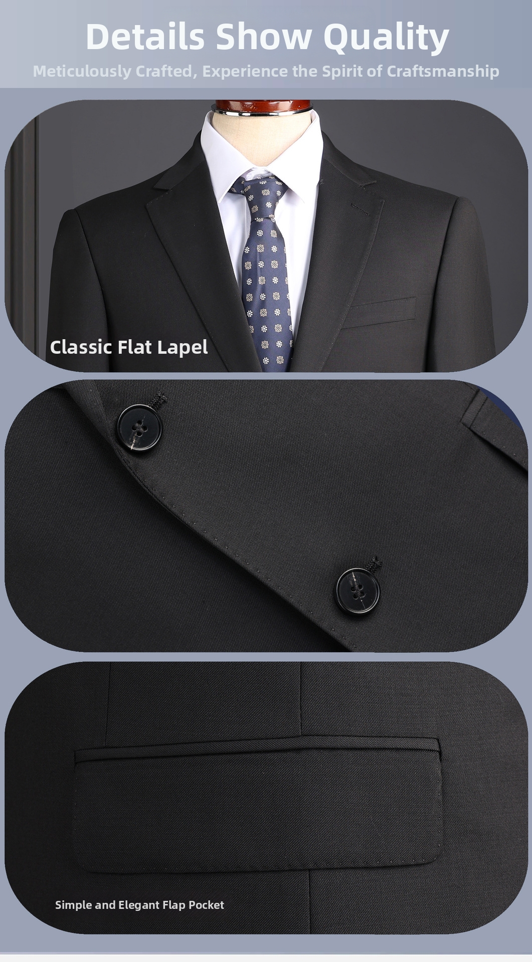 Men's Clothing Slim Fit Business Suit Anti-Wrinkle Wool Blend High End Groomsmen Wedding Suit For Formal Occasions_viptrois.com