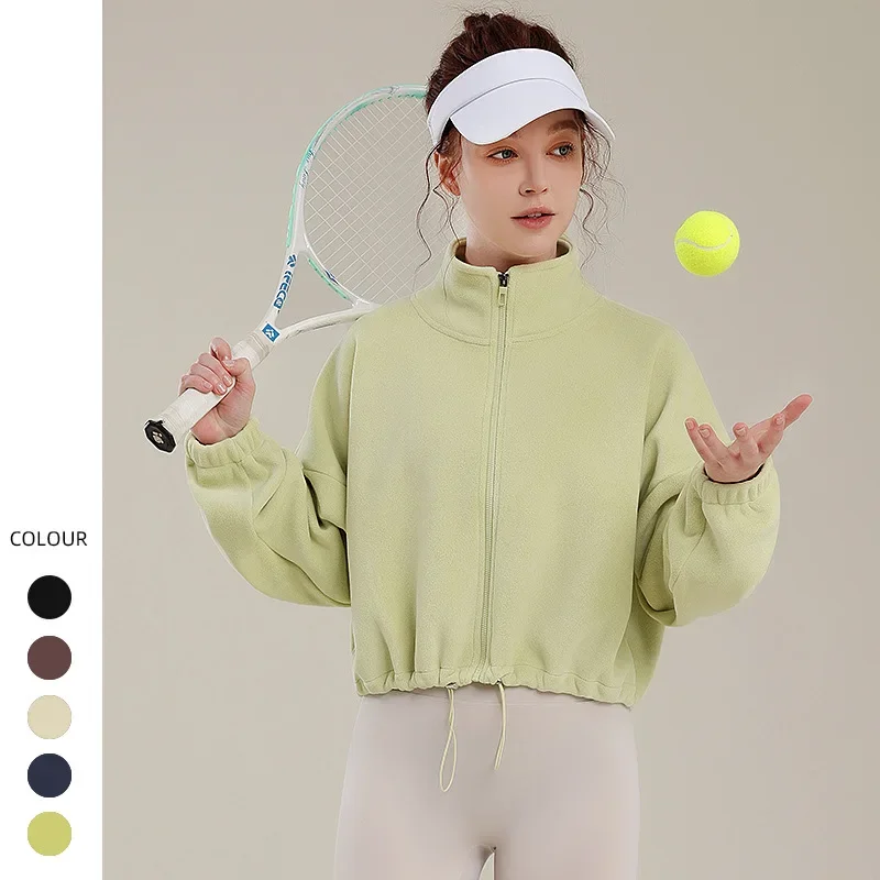Sports jacket, velvet long-sleeve, windproof yoga clothing for gym, sweatshirt