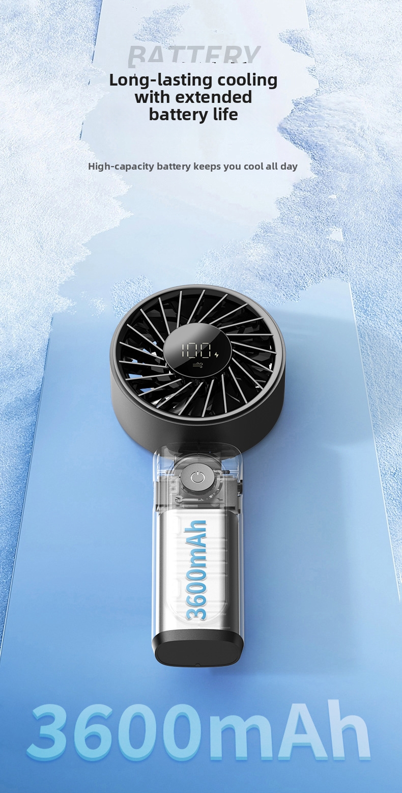 Portable Handheld Fan With Usb Digital Display And Foldable Neck_voghion.com