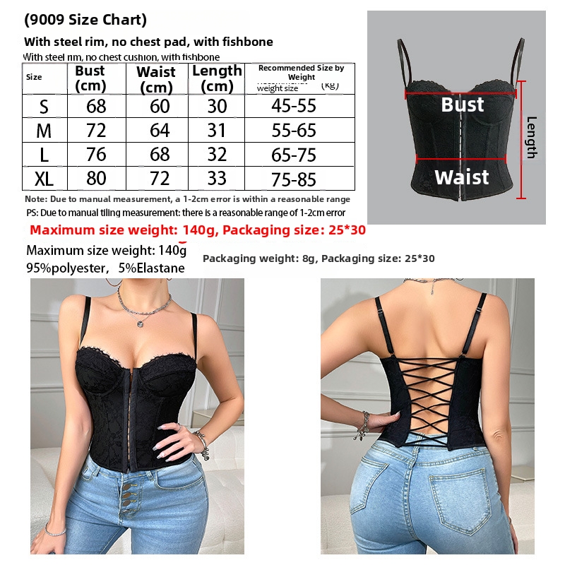 Women's Lace Corset Camisole With Backless Design And Buttons_voghion.com