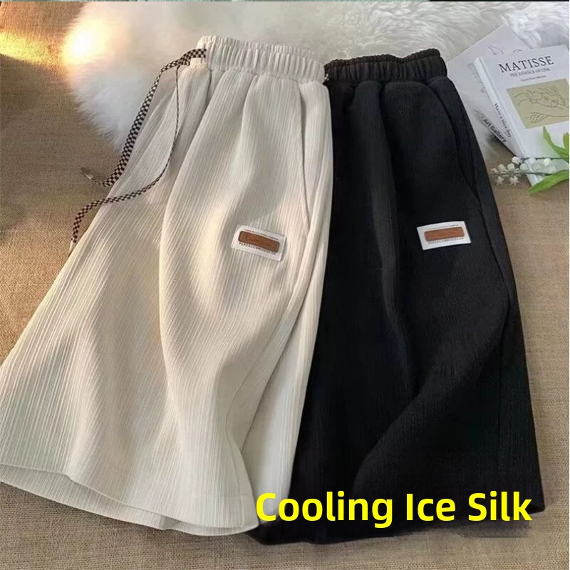 Men’s Ice Silk Running Shorts – Ultra-Lightweight, Quick-Dry & Breathable For Gym, Jogging & Summer Comfort (Black, Khaki, Green, White, Sizes M-5XL)_voghion.com