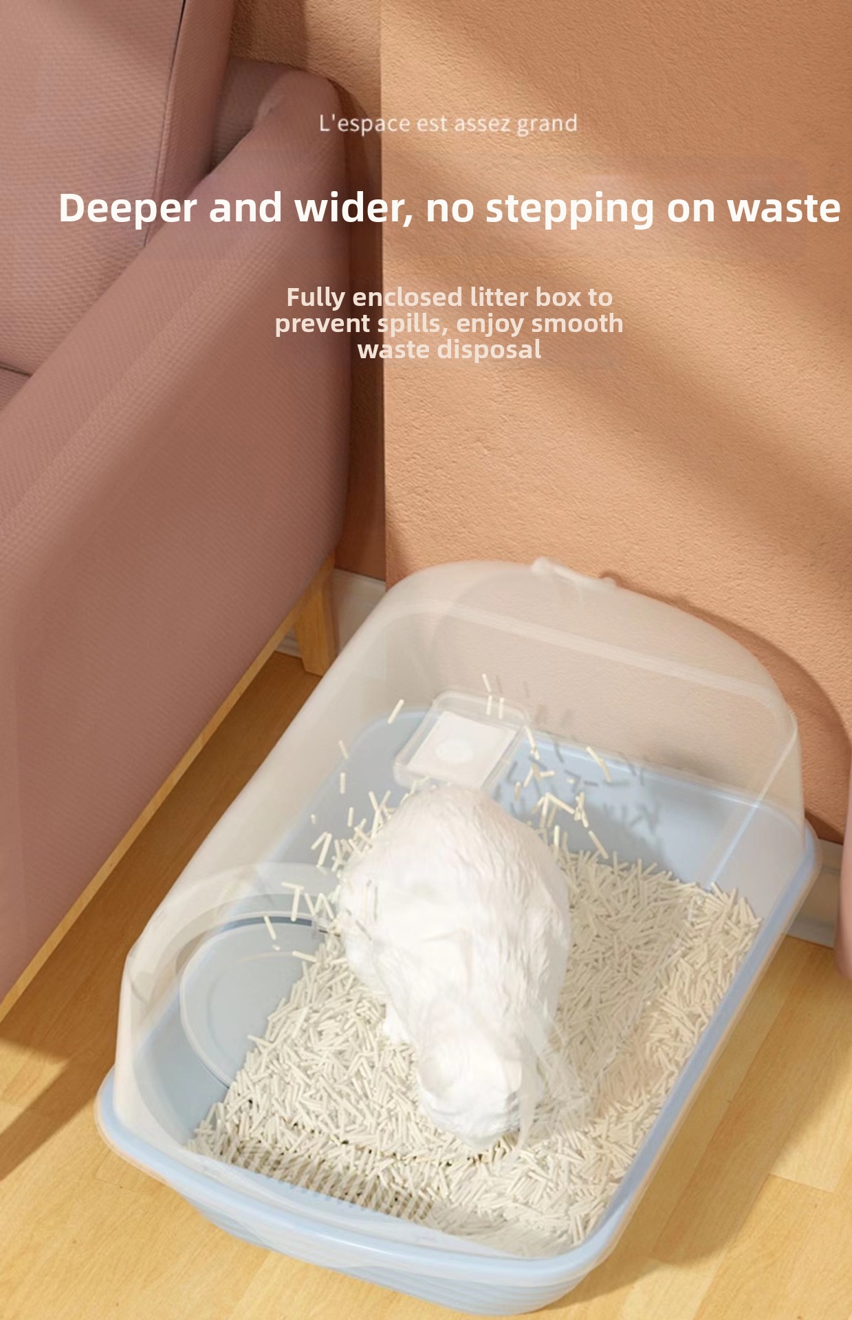 Modular Cat Litter Box Fully Enclosed With Flip Top For Pets_voghion.com