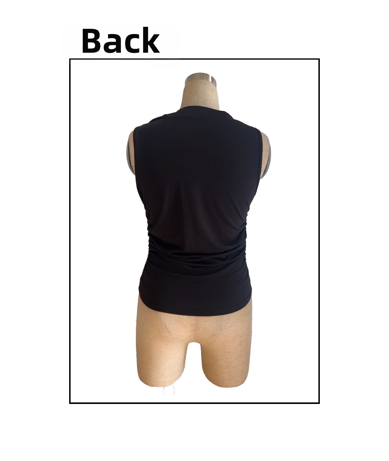 Women's Slim Fit Sleeveless Vest Top Solid Color Irregular Pleats Metal Buckle Closure Product 2026_ecoleips.com