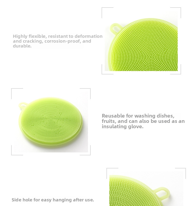 Silicone Dishwashing Brush For Pots And Pans Kitchen Cleaning_voghion.com