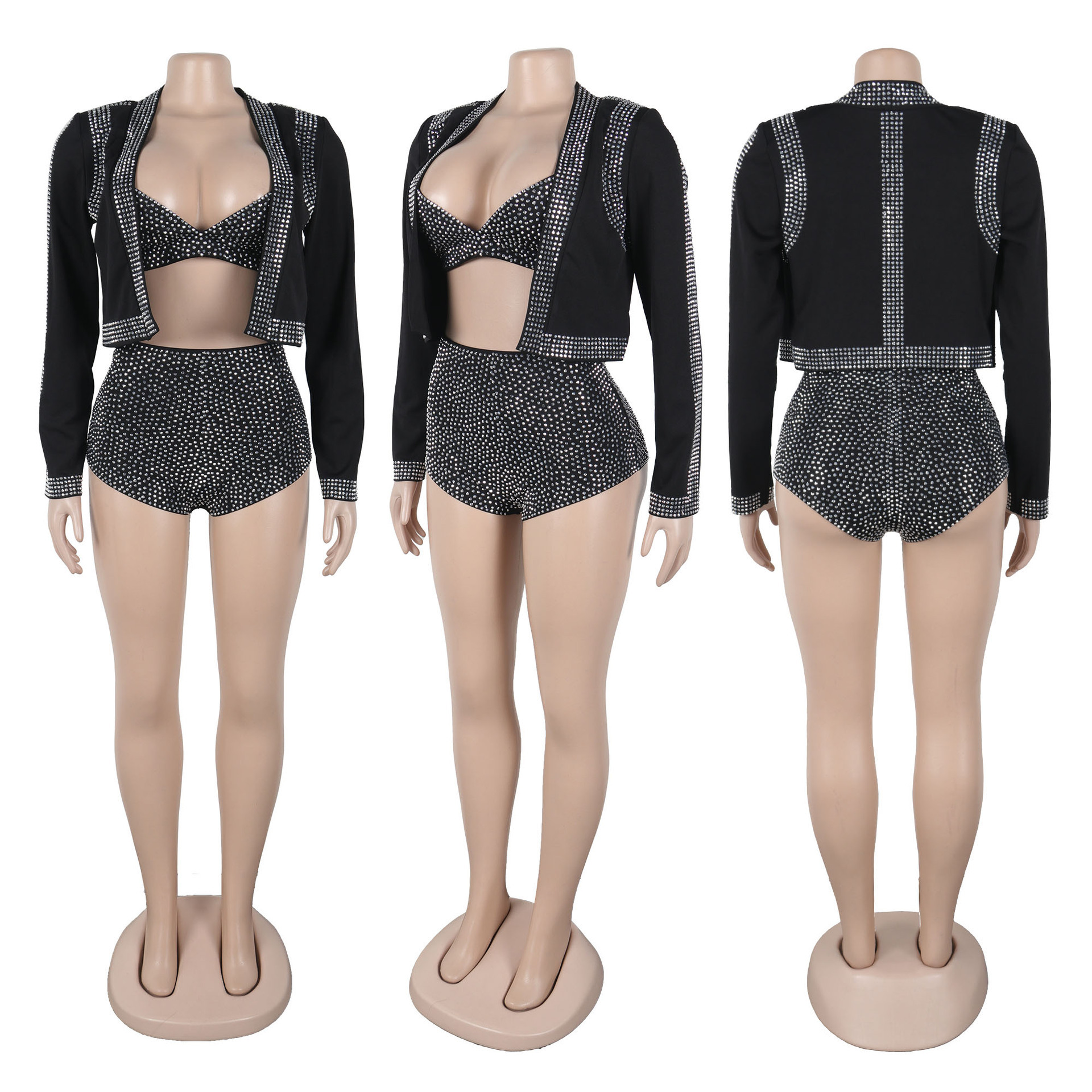 Sexy Elegant Hot Diamond Three Piece Set Women's Clothing Elegant Diamond Three Piece Set_ecoleips.com