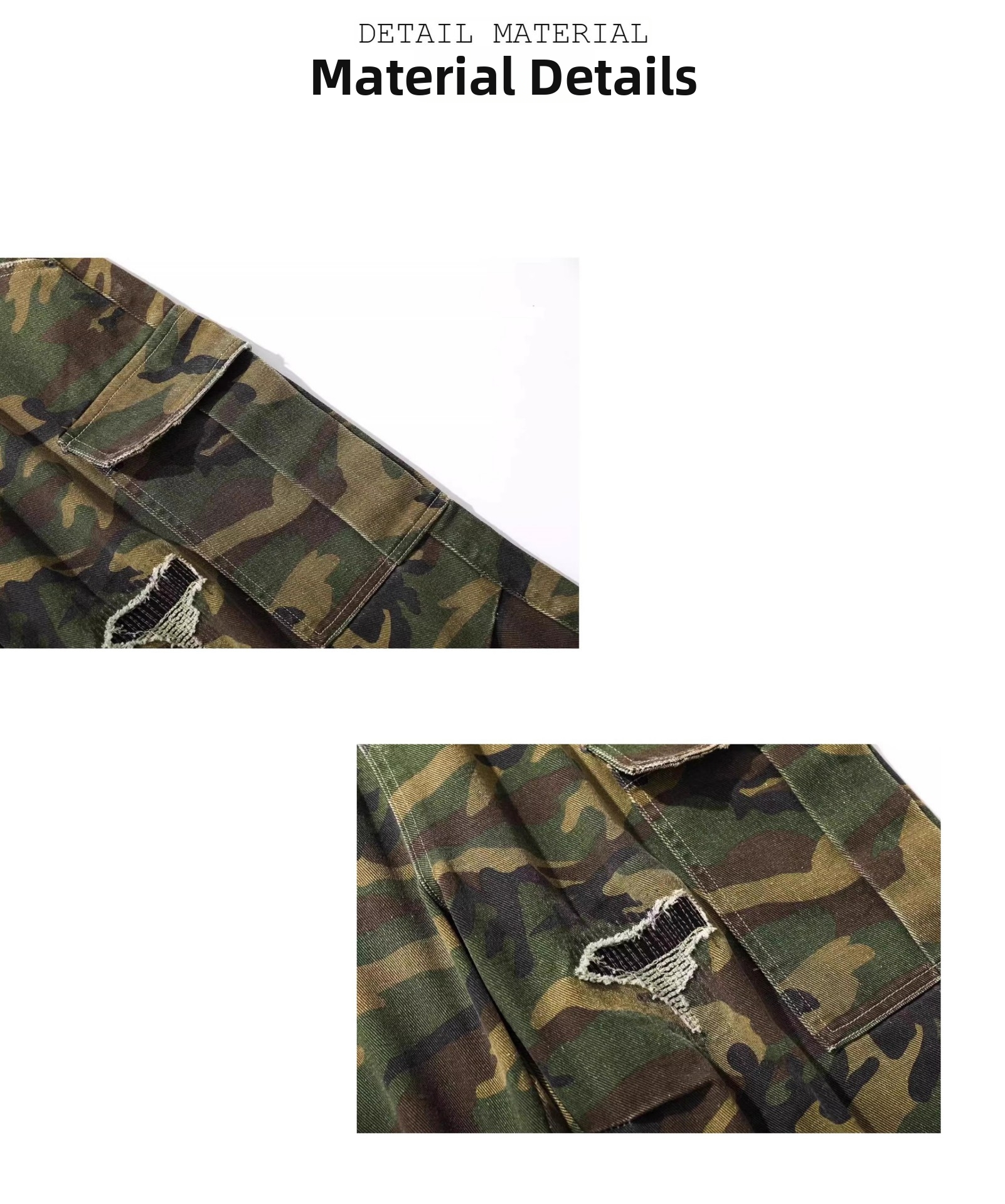 Men's And Women's Washed Damaged Camouflage Shorts High Street Fashion Summer Handsome Seven Point Overalls_mkmklike.com