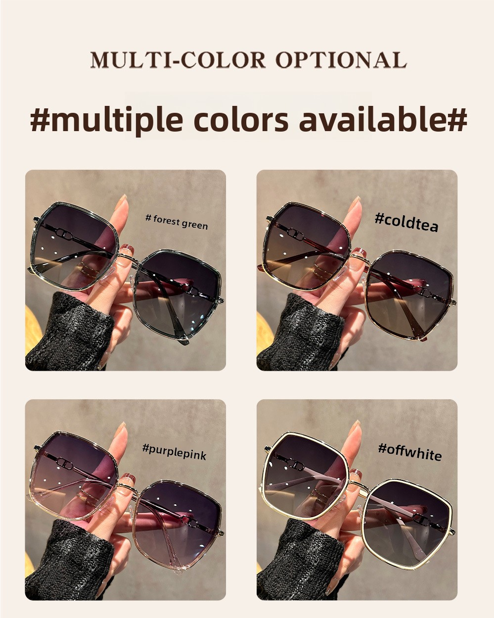 Glitter Large Frame Sunglasses For Women Uv Protection Eyewear_voghion.com