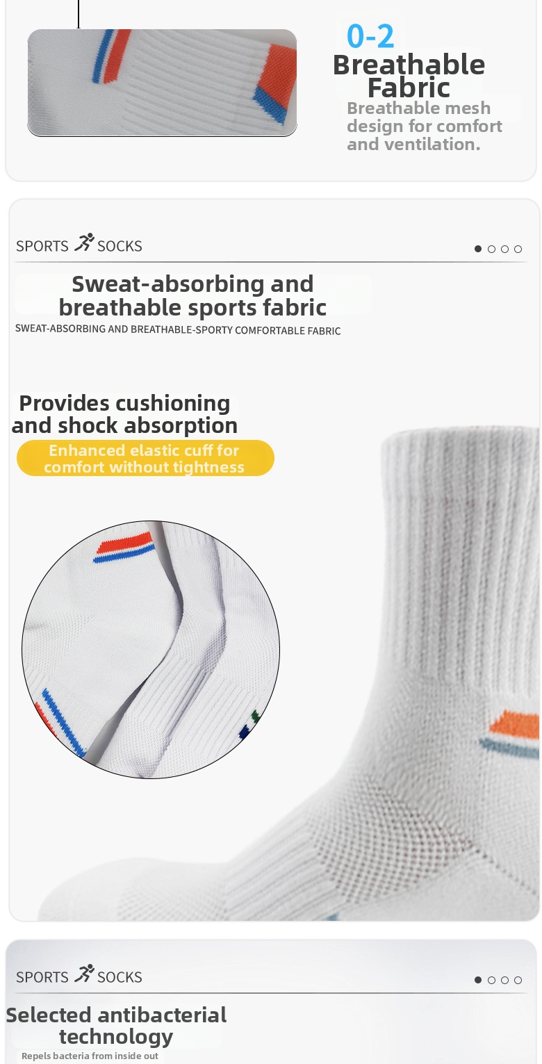 Men's Mid Calf Badminton Sports Socks Breathable High Elasticity Sweat Absorbing Outdoor Thickened Towel Socks_desvips.com