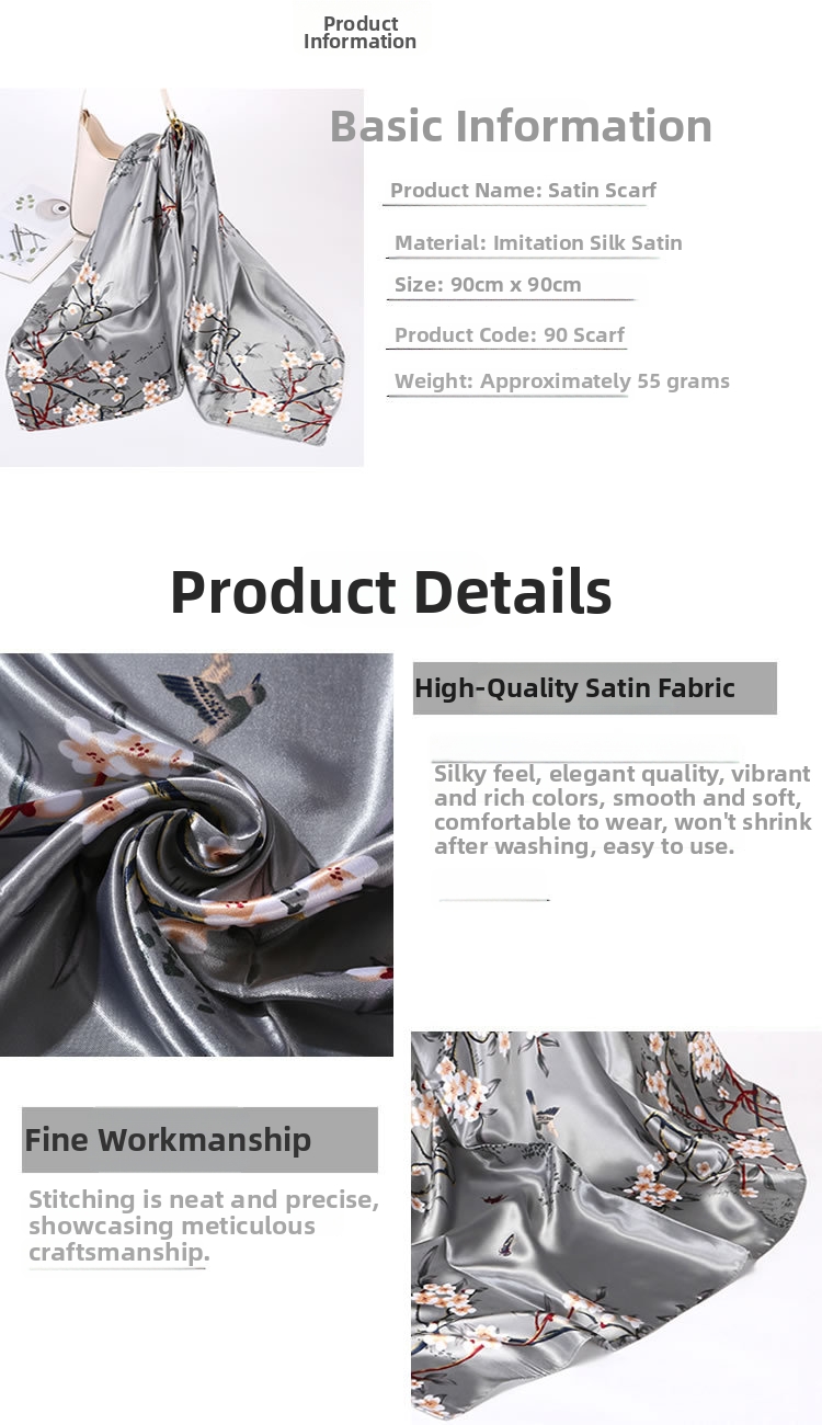Quadratisches Seidentuch Für Damen Retro Print Kopftuch Modisch_voghion.com