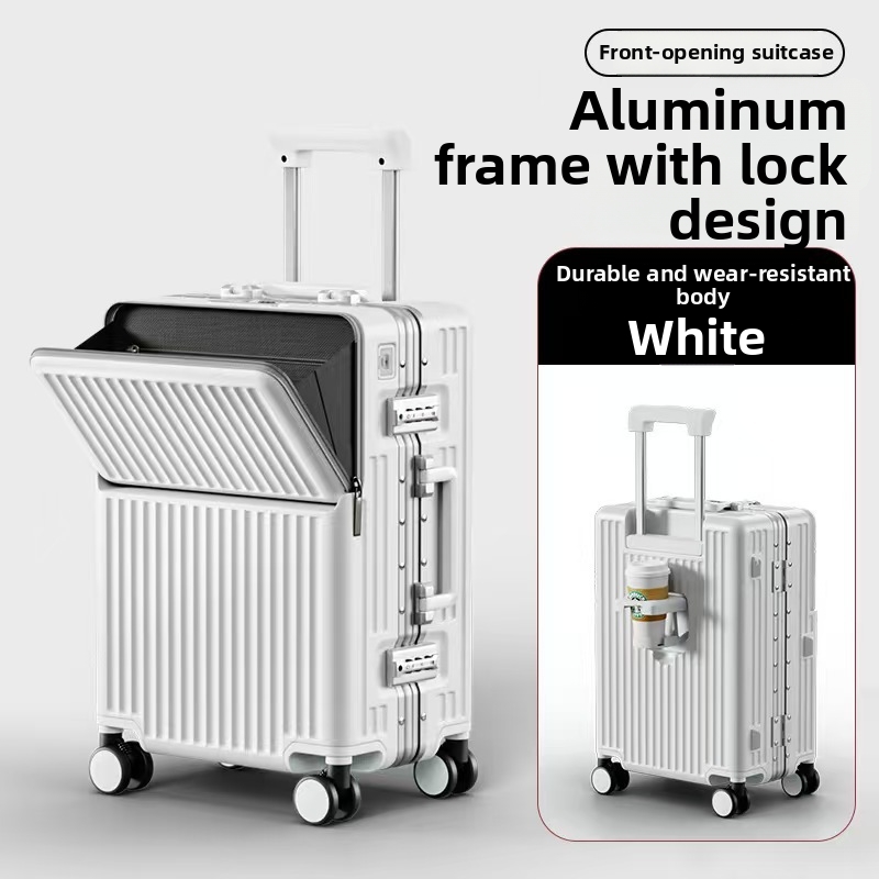 Multifunctionele koffer met aluminium frame, opening aan de voorkant, grote capaciteit, schokbestendig, geschikt voor studenten, 20 inch, voor heren en dames, reisformaat 24 inch_voghion.com