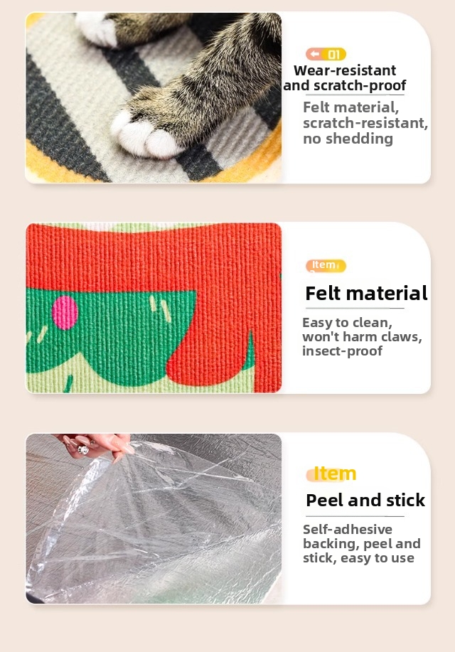 Wall Mounted Cat Scratching Board Felt Cat Scratching Mat_voghion.com