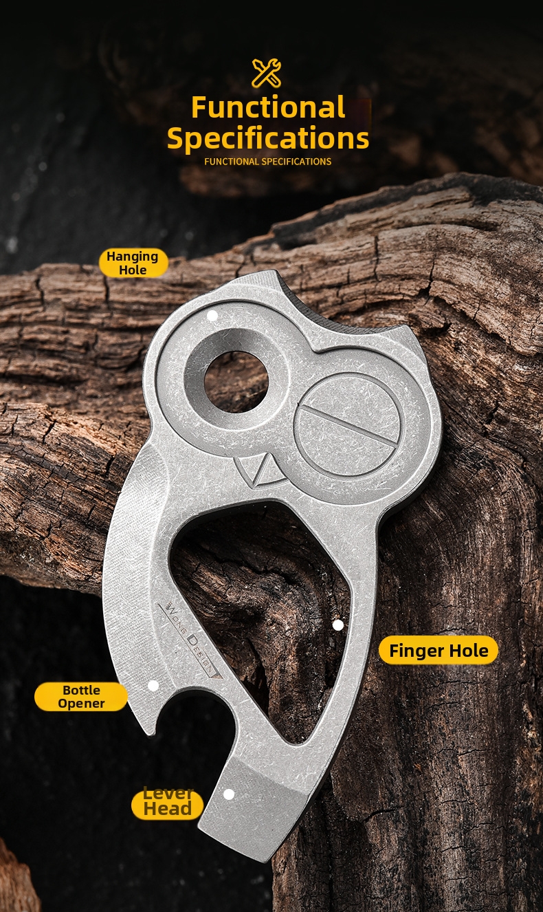 Titanium Alloy Owl Bottle Opener Portable Outdoor Tool Keychain_voghion.com