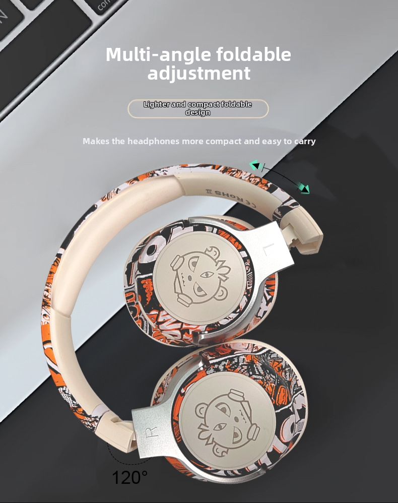 Graffiti Over Ear Headphones Bluetooth Wireless With Led Lights_voghion.com