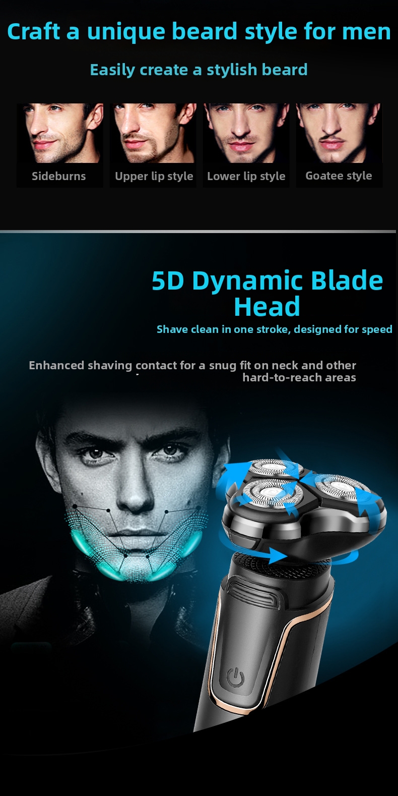 Electric Shaver For Men High Power Washable Intelligent Razor_voghion.com