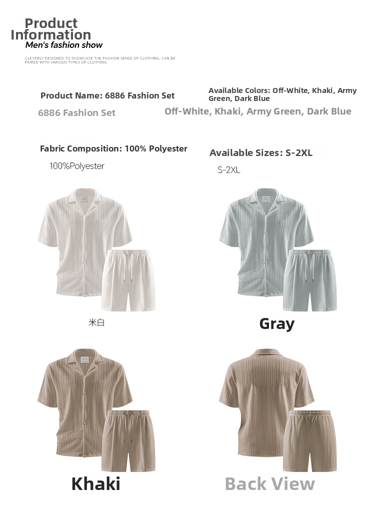 Herren Hemd Und Shorts Set Sommer Freizeit Outfit Für Männer_voghion.com