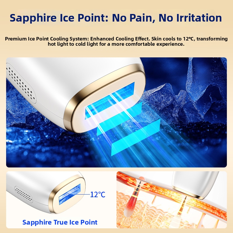 Dispositivo professionale per la rimozione dei peli a luce pulsata (IPL) con cristallo di zaffiro Ice Point, indolore, per labbra, ascelle e tutto il corpo. Strumento laser per la depilazione domiciliare._voghion.com